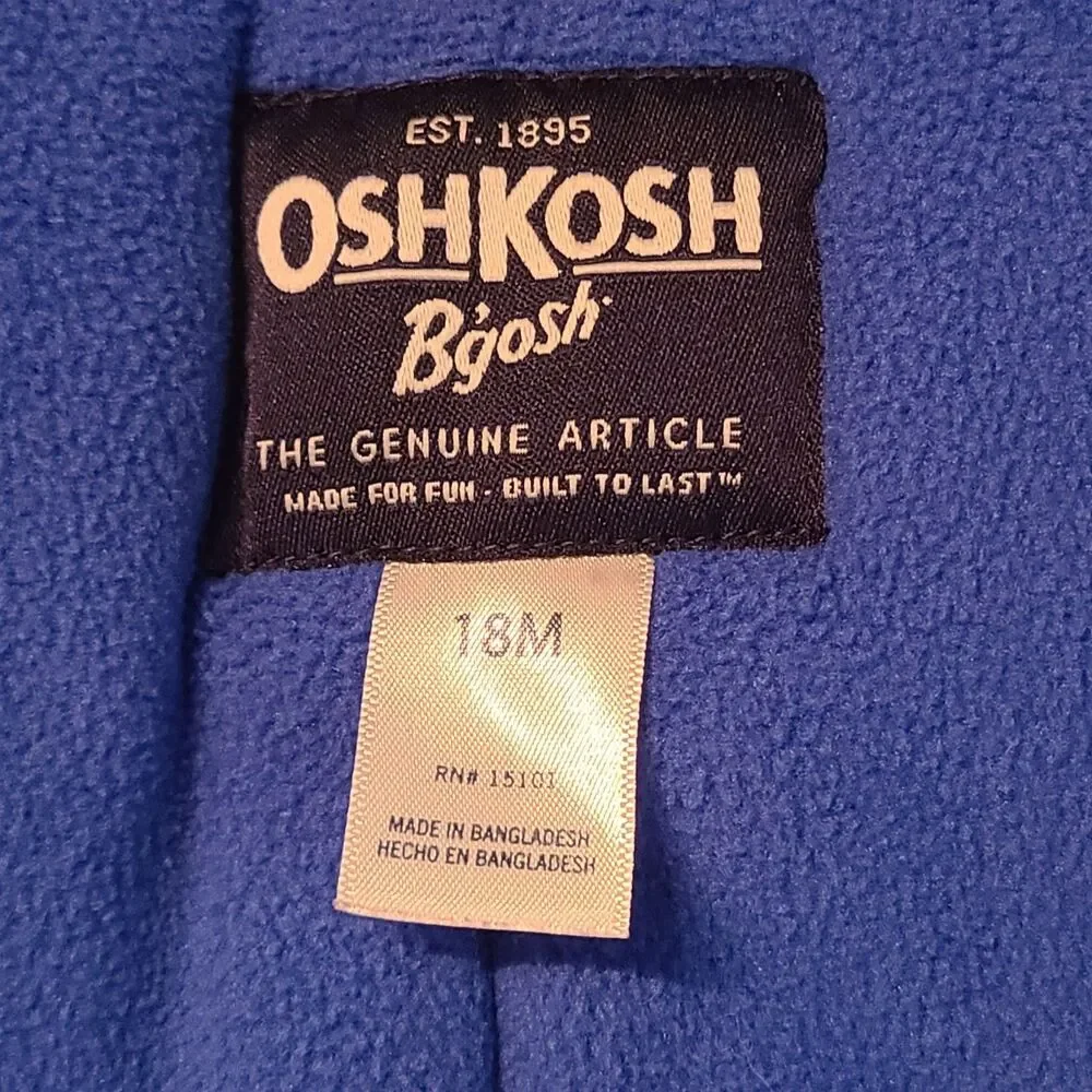 Osh kosh B'gosh Winter Coat Toddler Boys 18M Jacket Hood Blue Orange Puffer